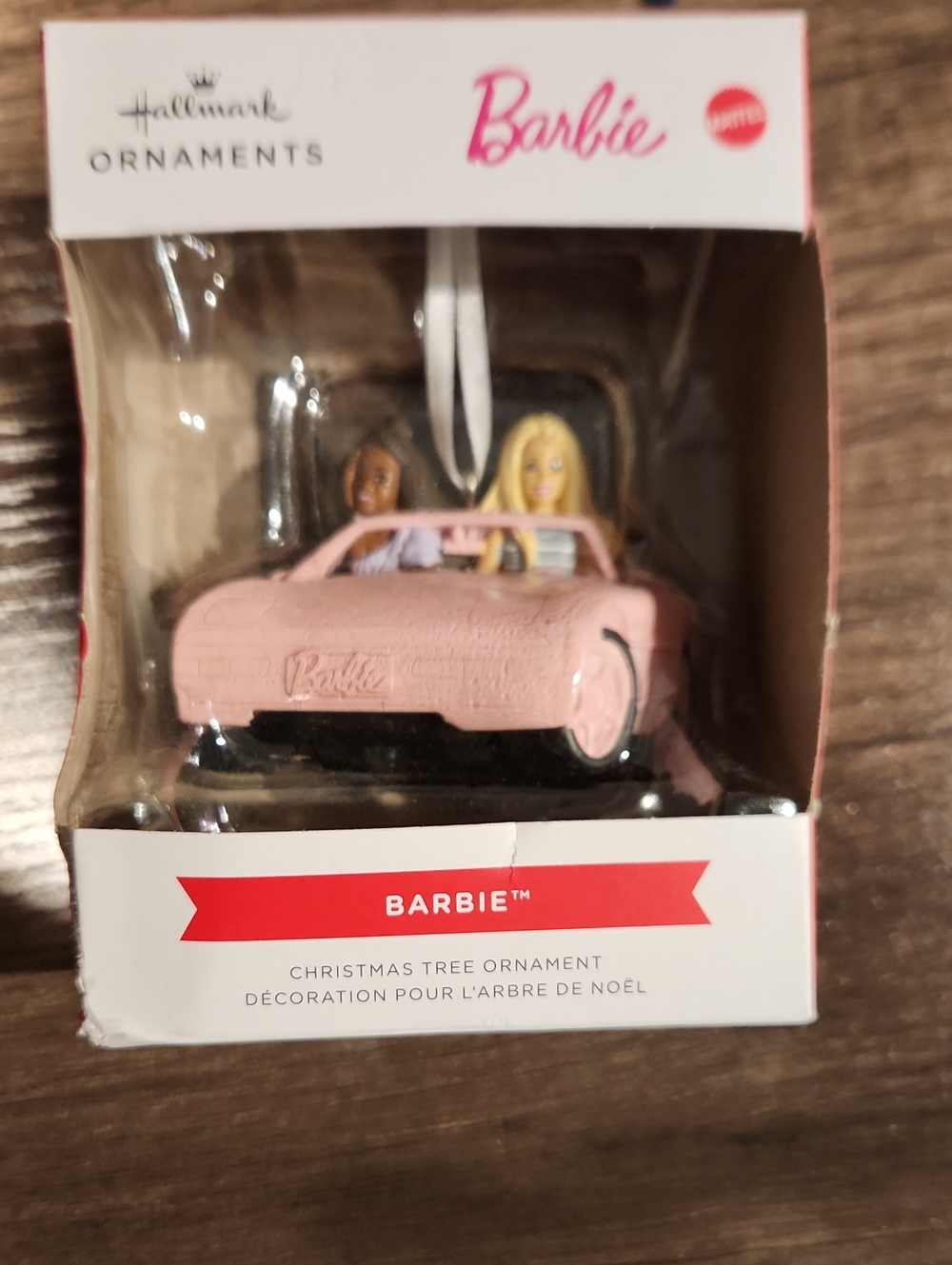Like New 2025 Matel Barbie Pink Convertible Car Christmas Ornament